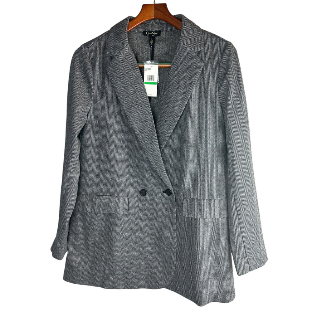 NWT Jessica Simpson Herringbone One Button Blazer W/ Pockets Women's Size Large - Picture 2 of 12